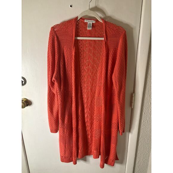 99 Jane Street Long Line Rust Open Front Cardigan XL Fall Winter Academia Boho - Picture 5 of 12